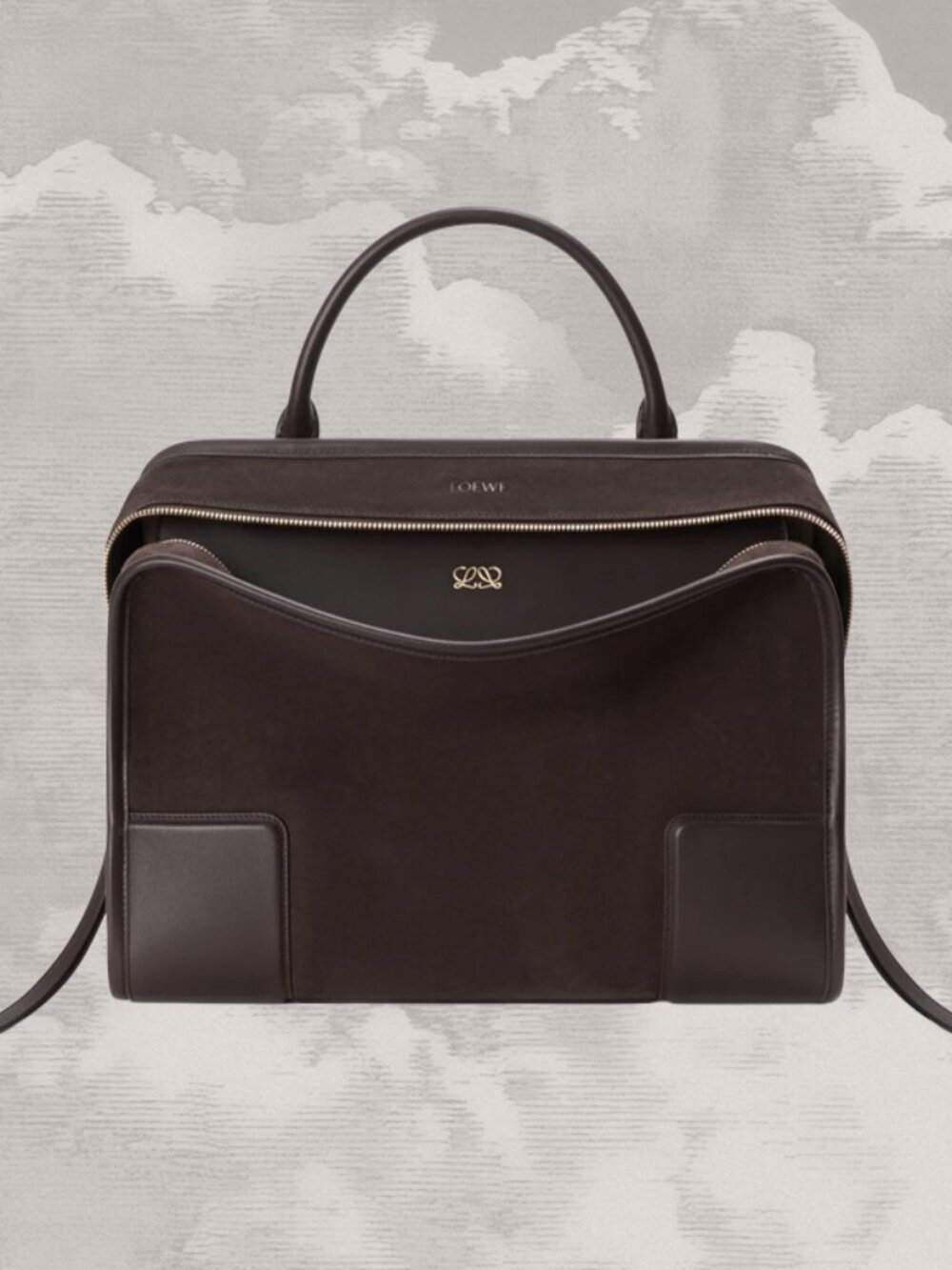 LOEWE Amazona Large 180 bag suede dark chestnut brown satchel crossbody shoulder